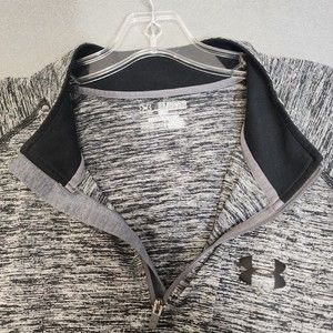 Under Armour Polo Shirt Mens 2XL Gray HeatGear Loose Zipper Full Sleeve